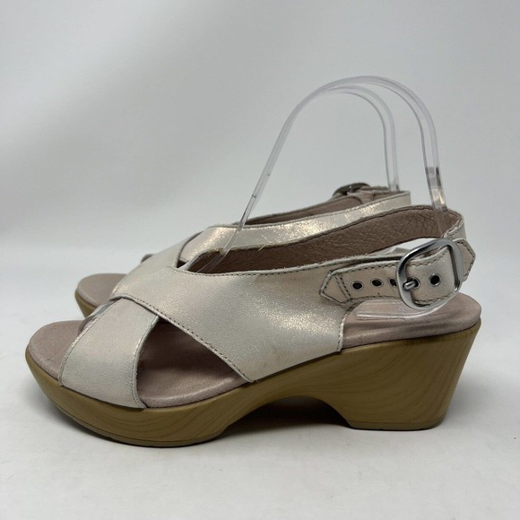 Dansko Jacinda Slingback Sandal Chunky Platform Champagne Women's EU 37 (US 6.5) - Picture 3 of 12